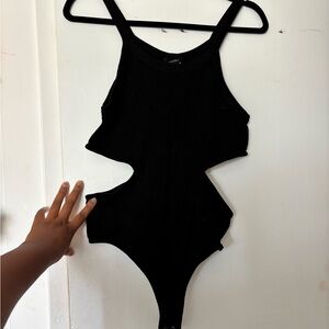 Elegant Black Cutout Bodysuit